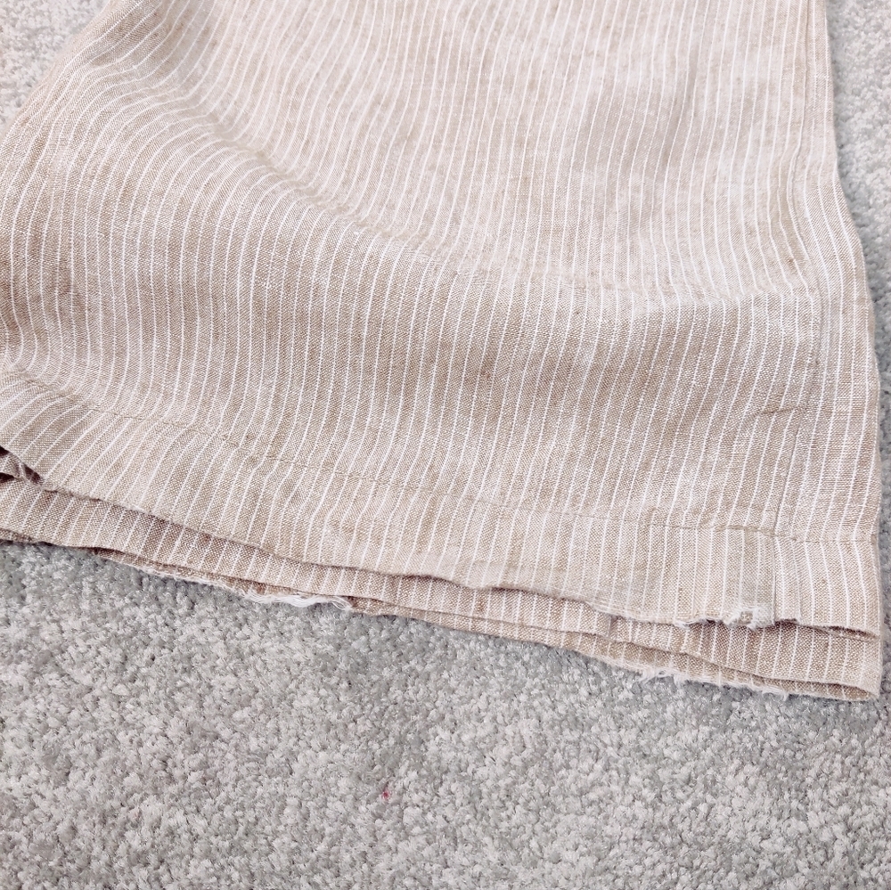 Esprit Women's Pinstriped Linen Wide Leg Pants Size 10 Tan Cream Business Casual - Picture 13 of 13